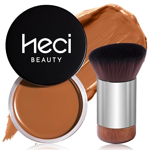 HECI BEAUTY Cream Bronzer with Brush, Creamy & Highly Pigmented Formula, Blendable Cream Contour Makeup with a Natural, Matte Finish - Buildable