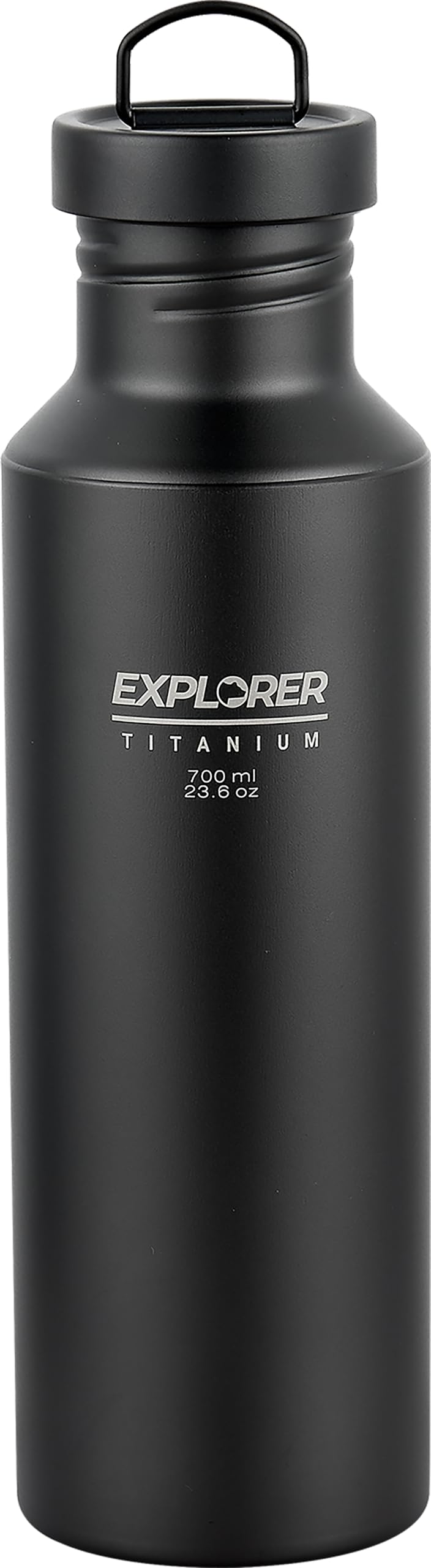 Explorer Bear Black Titanium Camping Sports Water Bottle, 23.6 oz, with Carrying Pouch