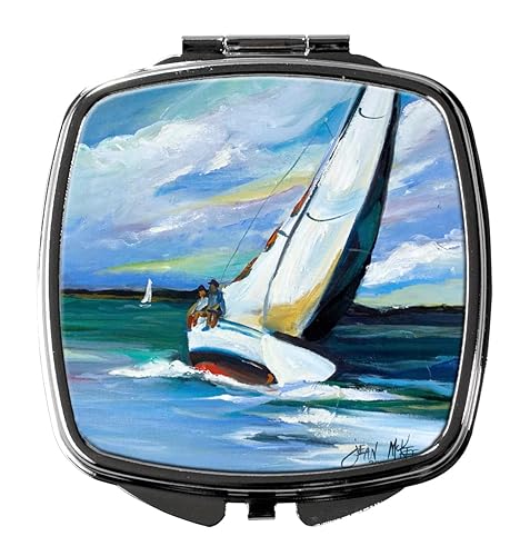 Caroline's Treasures JMK1232SCM Two and a Sailboat Compact Mirror Decorative Travel Makeup Mirror for Women Girls Gifts Pocket Makeup Mirror Folding
