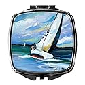 Caroline's Treasures JMK1232SCM Two and a Sailboat Compact Mirror Decorative Travel Makeup Mirror for Women Girls Gifts Pocket Makeup Mirror Folding