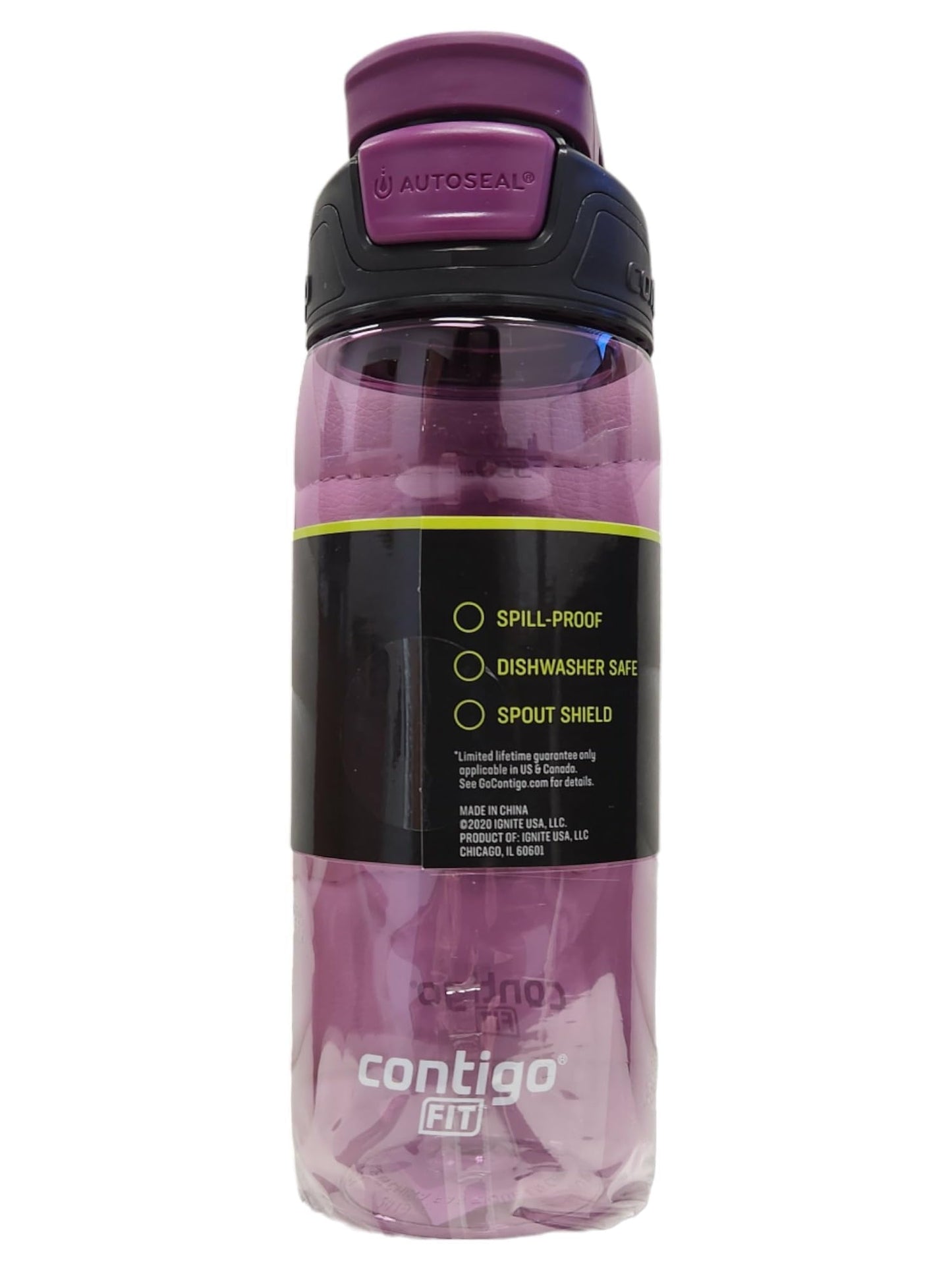 Contigo Fit Autoseal Tritan Spill-Proof Bottle, Grape, 20 Oz/1.25 Pt/590 mL
