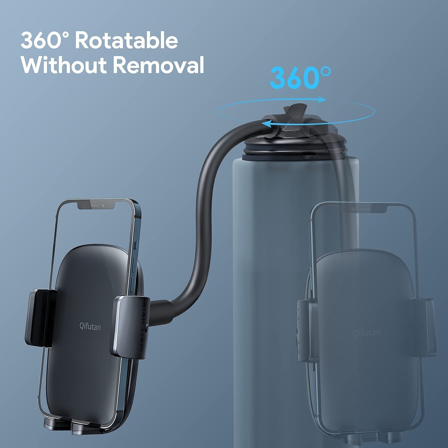 Qifutan Cell Phone Holder for Car Phone Mount Long Arm Dashboard Windshield Car Phone Holder Anti-Shake Stabilizer Phone Car Holder Compatible…