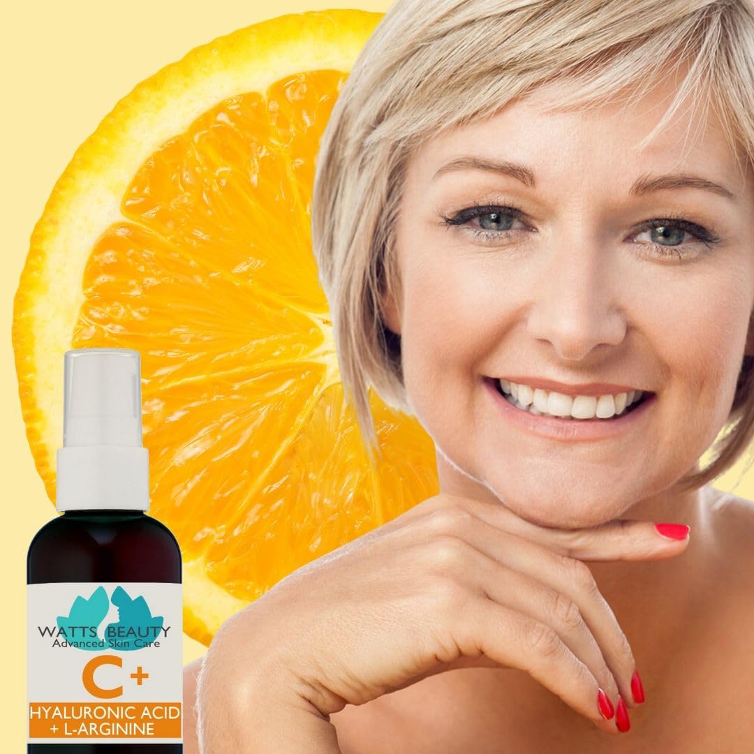 Watts Beauty Supercharged Vitamin C Serum with Moisturizing Hyaluronic Acid - Advanced Antioxidant Face and Body Serum - 4 oz