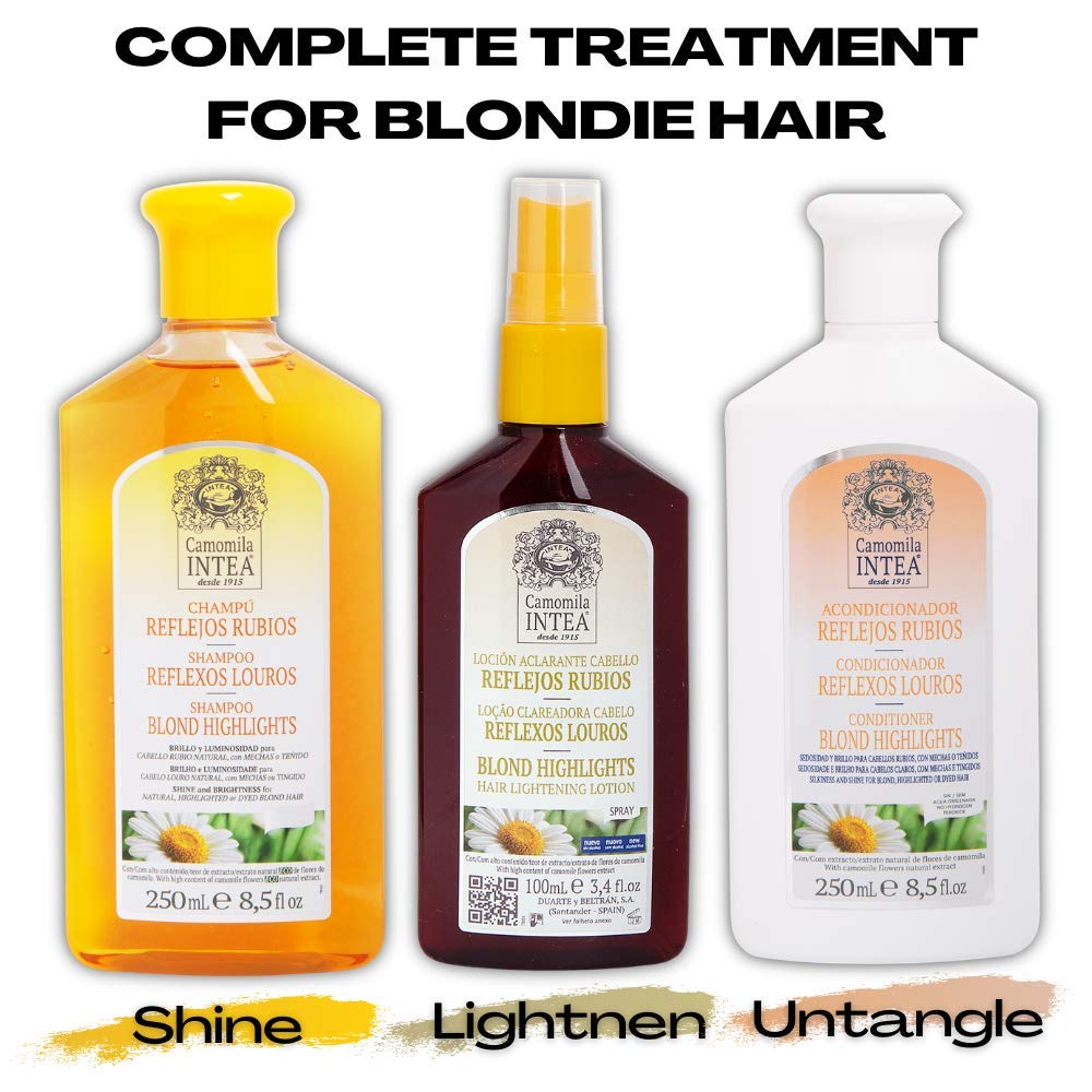 Camomila Intea Shampoo and Conditioner Set - Highlights Enhancer made with Natural Chamomile Extract - Hair Lightener Lotion INCLUDED