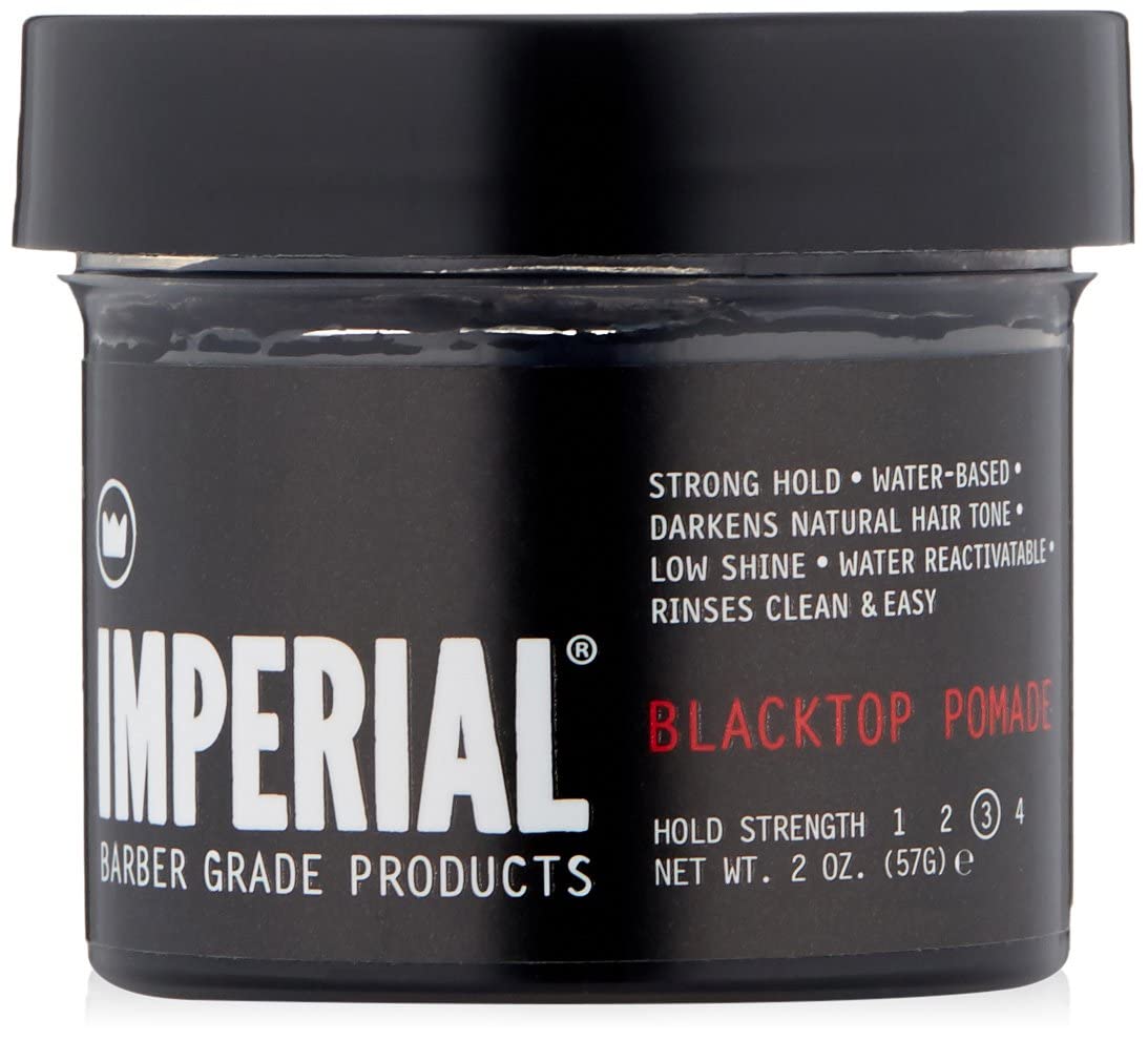 Imperial Barber Grade Products | Blacktop Pomade, 2 oz | TSA Approved | Travel Sized | Medium-Strong Hold | Low Shine | Water-Based | Easy to Wash Out