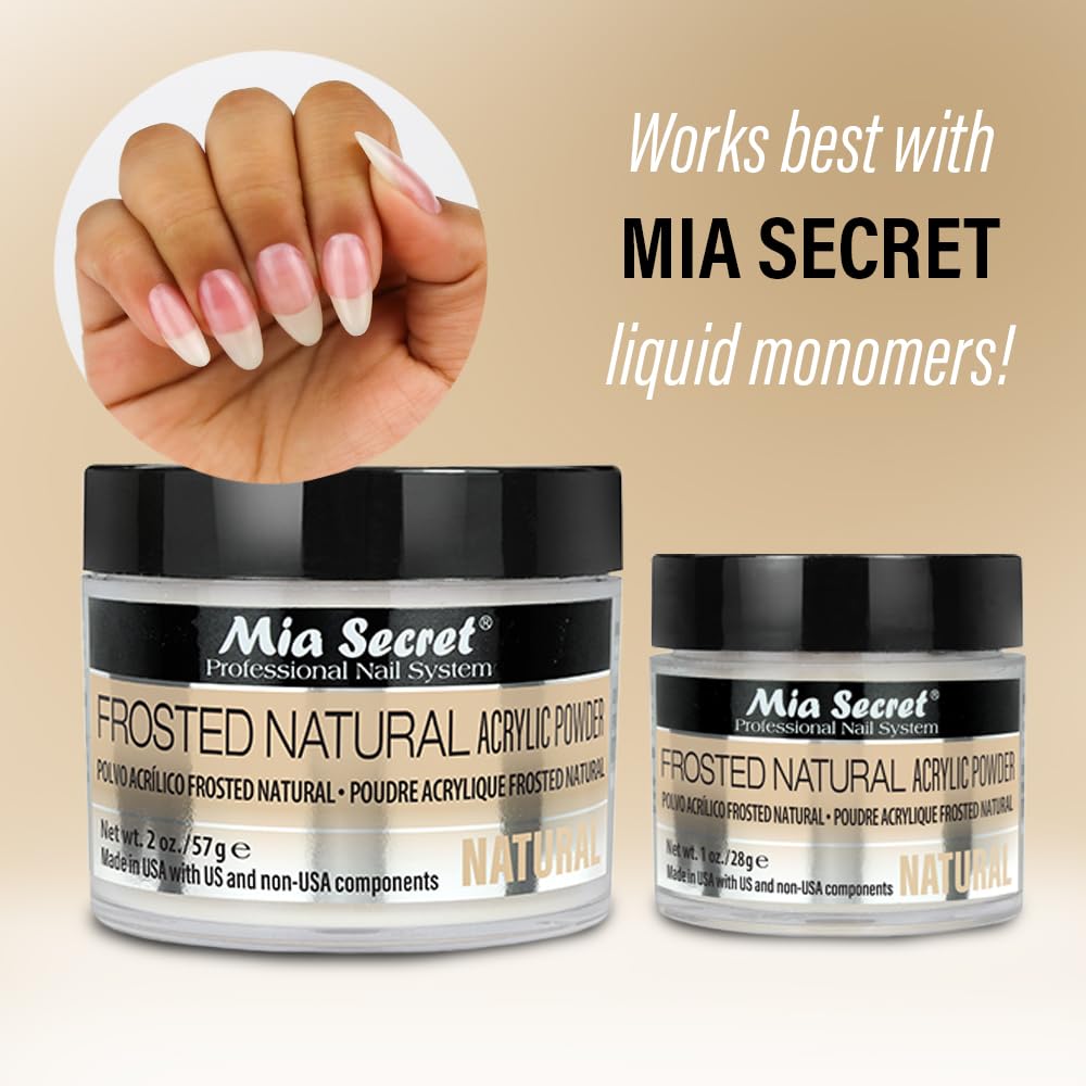 Mia Secret Frosted Natural Acrylic Powder MADE IN USA multiple sizes (1 oz.) Beauty & Personal Care Mia Secret