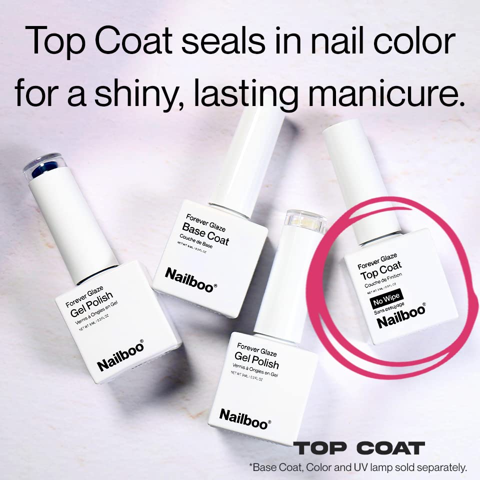 Nailboo Premier Forever Glaze Gel Nail Polish, Clear Top Coat LED Lamp Gel Polish, Self-Leveling DIY, Salon Quality Nail Color, Glossy Long-Wear, 0.3