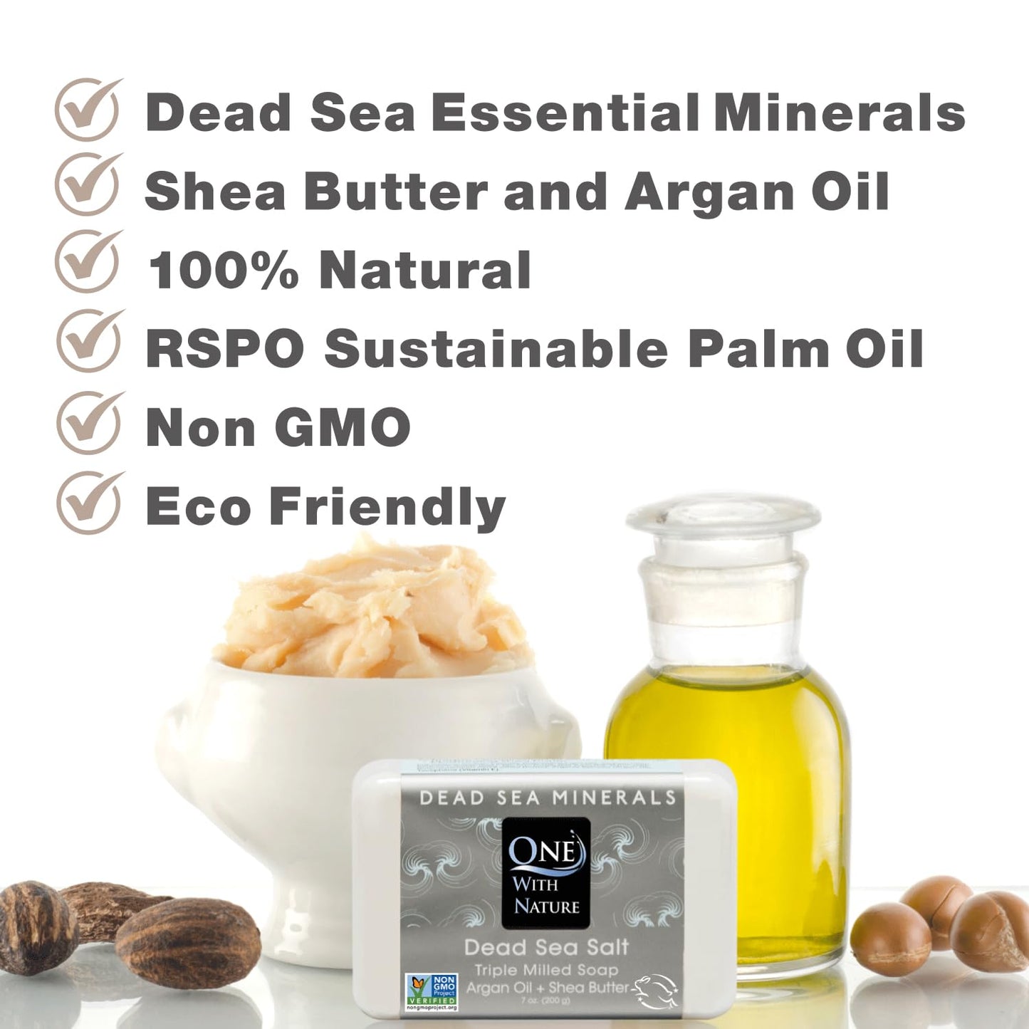 DEAD SEA Salt SOAP 3 PK - Shea Butter, Argan Oil, Magnesium, Sulfur, Minerals. All Skin Types, Problem Skin. Acne Treatment, Eczema, Psoriasis