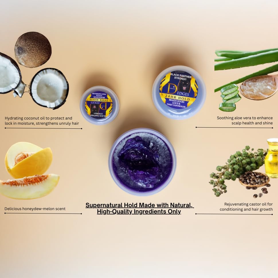 Black Panther Edge Control Gel For 4C Natural And Relaxed Hair, Enriched With Multi Vitamins, Non-Greasy, Non-Flaking, No White Cast, 24 hrs hold