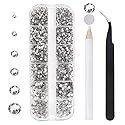 12 Grids 3792pcs Pieces Clear Flatback Rhinestones for Crafts,White Nail Gems Gemstones Crystals Jewels,Craft Glass Diamonds Stones Bling Rhinestone