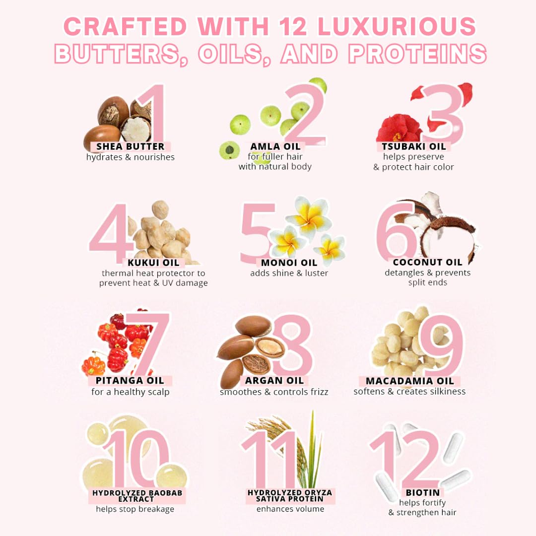 FoxyBae Hair Mask for Dry Damaged Hair and Growth - Overnight Hair Mask Treatment with Biotin & Shea Moisture - 8 Oz, Leave-in Conditioner Spray