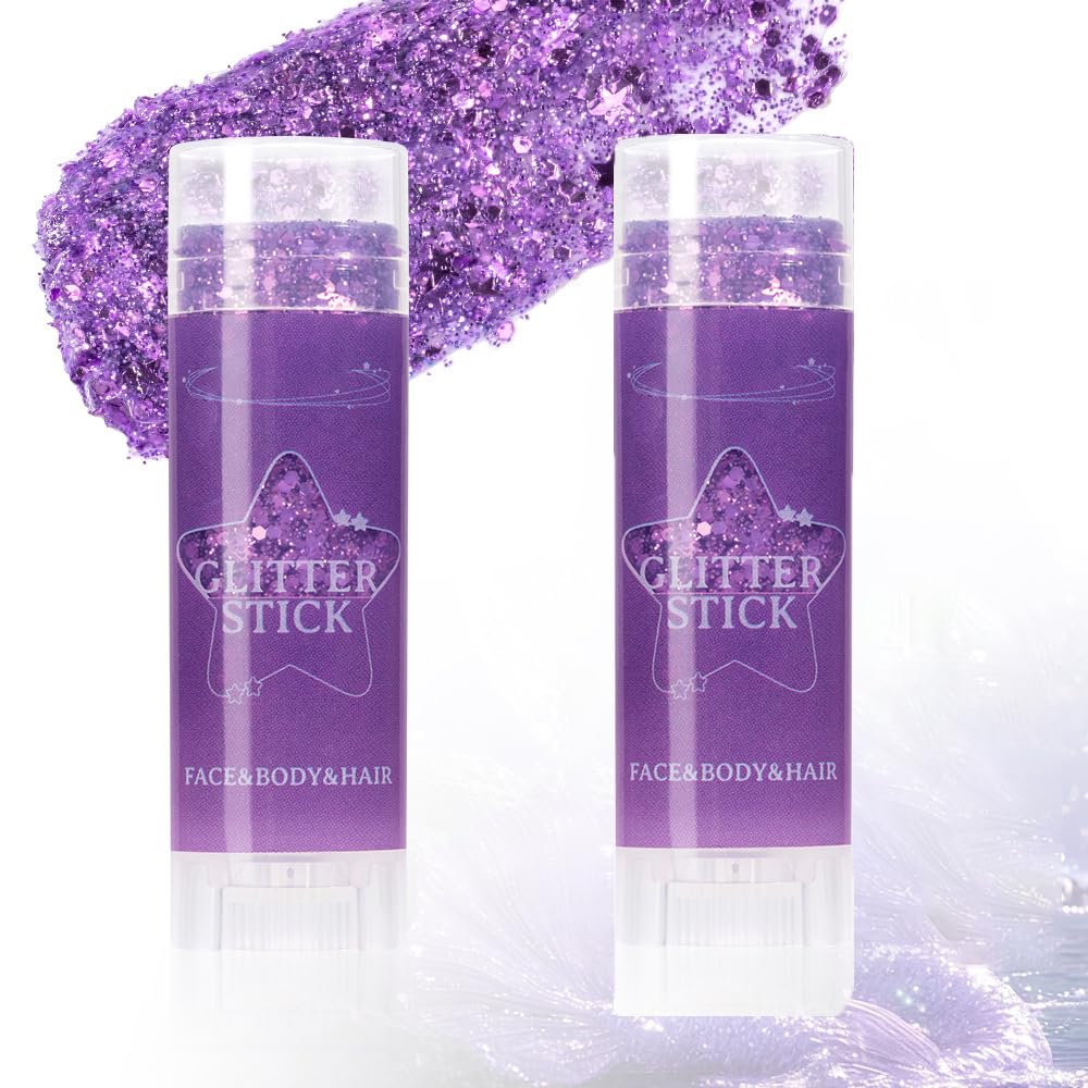 TAIKELOP 2 PCS Face Body Glitter, Face Glitter Body Gel Sequins Shimmer Liquid Eyeshadow, Hair Glitter Sparkles Chunky Face Glitter Gel for Girls