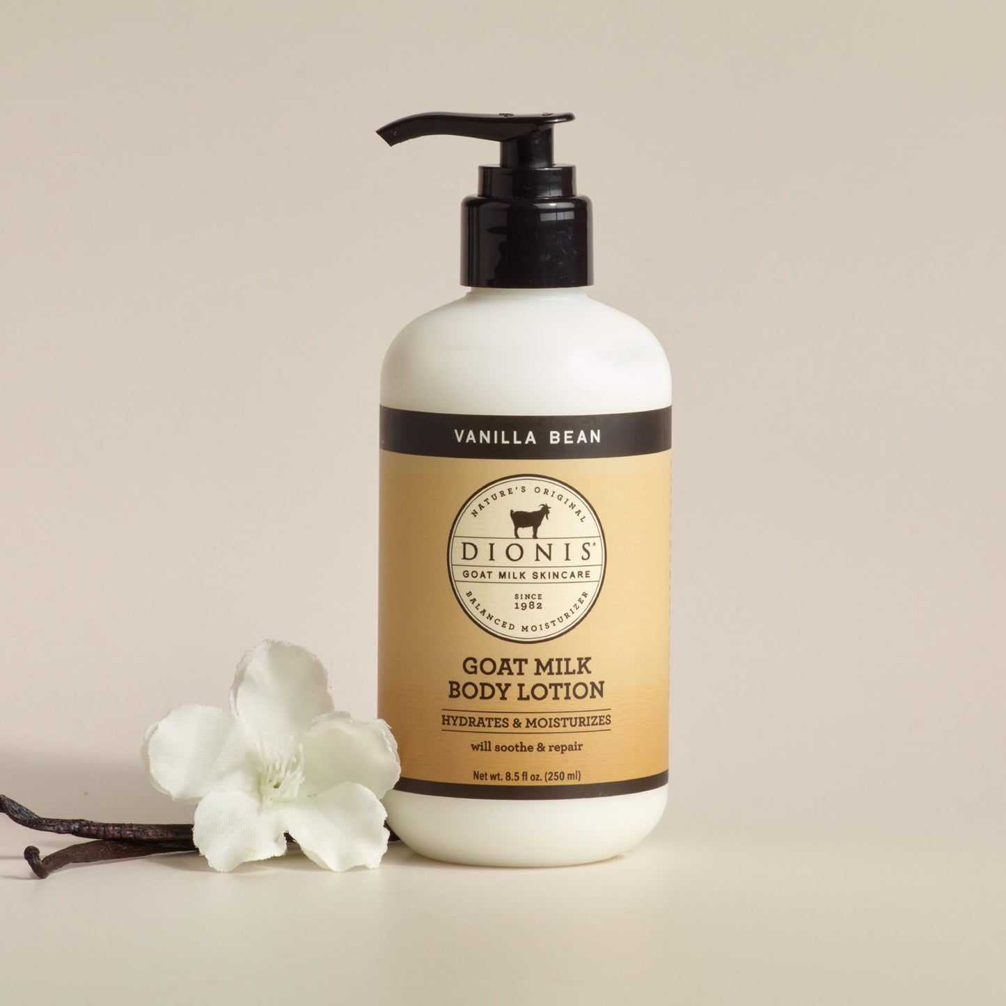 Dionis Goat Milk Lotion - Moisturizing Body Lotion for Dry Skin, Sensitive Skin Safe, Lightweight Non-Greasy Formula, Lotion Pump - Vanilla Bean 8.5