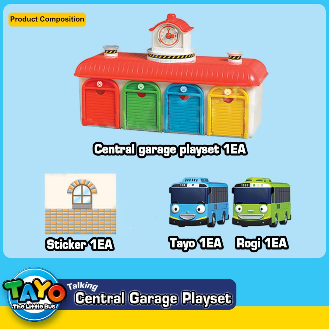 Tayo The Little Bus Central Garage Play Set - Action Play car Figure, Christmas and Birthday Gifts for Kids, The Most Popular Children's Cartoon…
