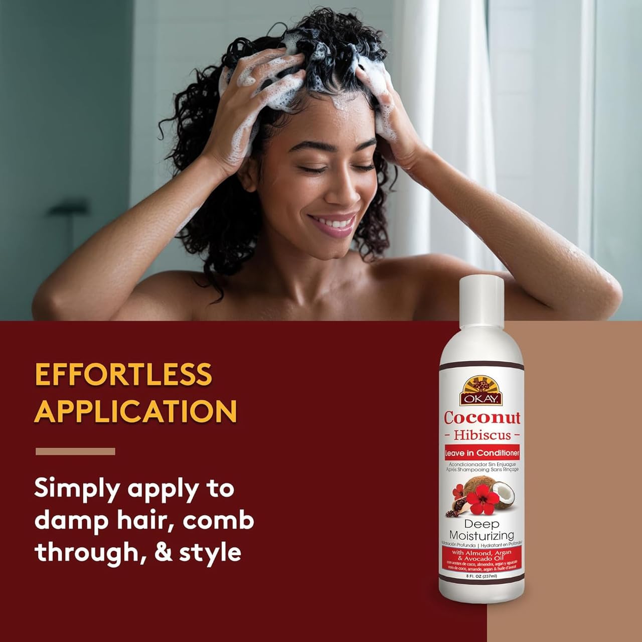 OKAY | Coconut Hibiscus Leave-In Conditioner | For All Hair Types & Textures | Restore - Hydrate - Strengthen | With Almond, Argan & Avocado Oil |
