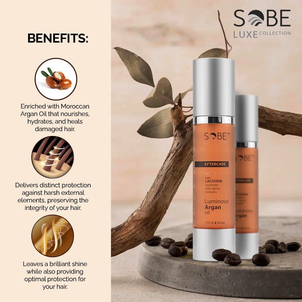 SOBE LUXE - Moroccan Argan Oil for Hair, 1.7 Oz - Anti Frizz Serum, Moisturizer Treatment for Dry and Damaged Hair, Provides Brilliant Shine