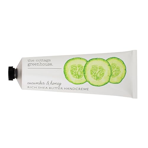 The Cottage Greenhouse Cucumber & Honey Handcreme, 4 oz, Hydrating & Moisturizing Hand Cream for Dry, Cracked Hands, Luxury Purse Essential Lotion
