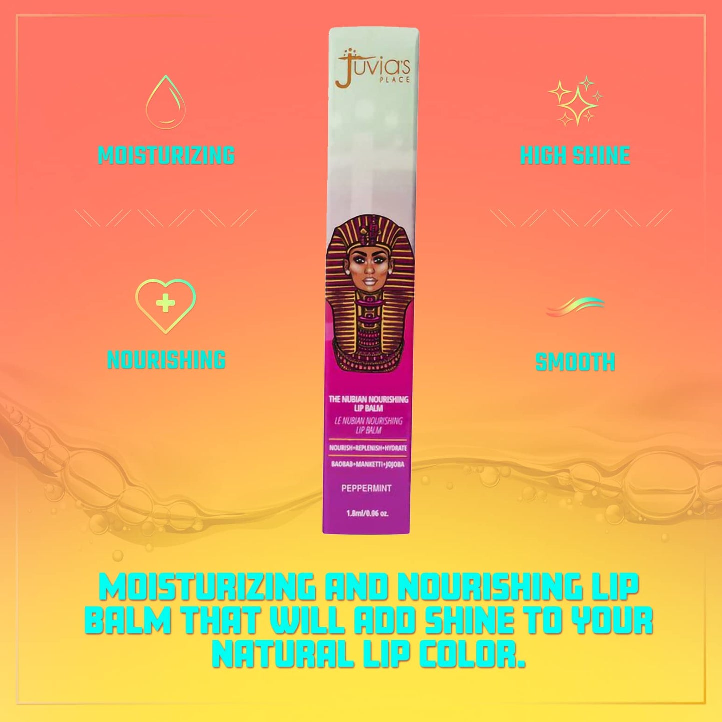 Juvia's Place The Nubian Nourishing Lip Balm | Peppermint - Moisturizing Lip Chap, Long-Lasting Hydration with Baobab, Manketti, Sunflower and Jojoba