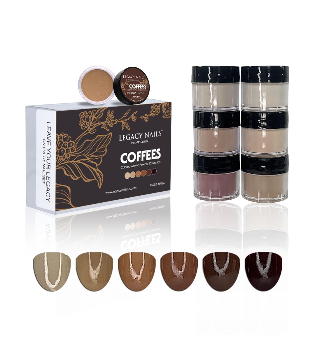 Legacy Nails Professional COLLECTION Acrylic Powder Kit 6 Colors Nail Art Set for Manicure DIY for Dip & Acrylic Nail Extensions (COFFEES COLLECTION) Beauty & Personal Care LEGACY NAILS