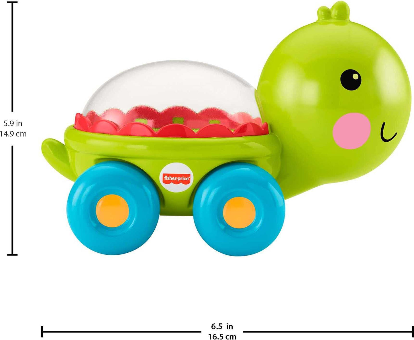 Fisher-Price Baby Crawling Toy Poppity Pop Turtle Push-Along Vehicle with Ball Popping Sounds for Infants Ages 6+ Months