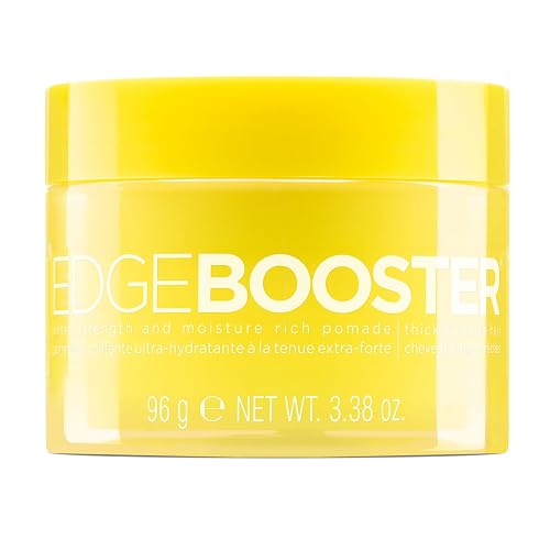 Style Factor Edge Booster Extra Strength & Moisture Rich Pomade | Strong Hold Edge Control Gel for Thick & Coarse Hair | High Shine, Non-Greasy