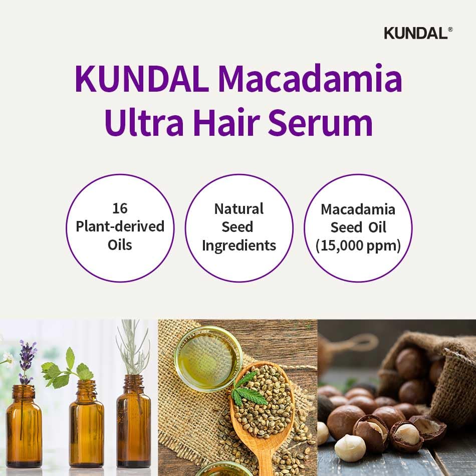 Kundal Pure Natural System, Macadamia Ultra Hair Serum, Baby Powder Scent, Only 7 Second, 100ml / 3.5 Fl Oz × 2P Set