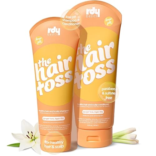 The Hair Toss Men & Women Shampoo And Conditioner Set 13.5floz/7floz - White Lily & Lemongrass - Formulated 4.5pH Moisturizing Paraben and Sulfate