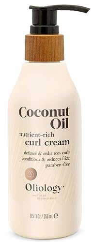 Oliology Coconut Oil Curl Cream - Defines & Enhances Curls & Waves | Botanically Infused | Conditions & Reduces Frizz | Made in USA, Cruelty Free