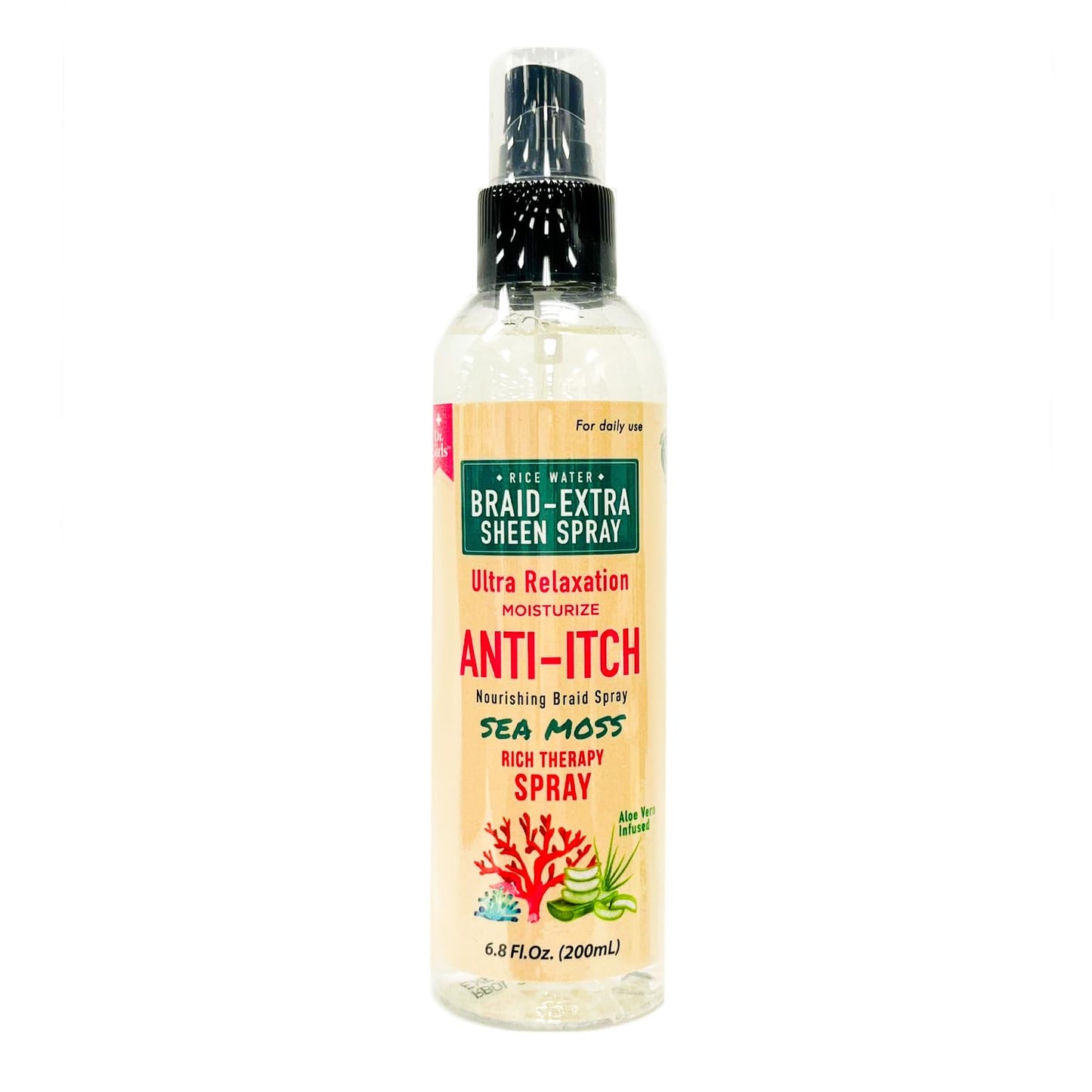 Dr.Girls Ultra Relaxation Anti-Itch Braid Extra Sheen Spray 6.8oz/ 200ml (Sea Moss & Aloe Vera)