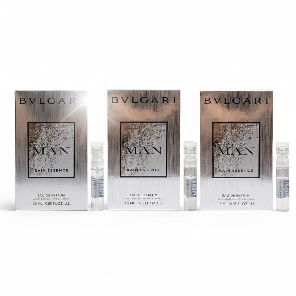Bvlgari Man Rain Essence EDP Lot of 3 Mini Spray Sample Vials Each 0.05 fl oz/1.5 ml Each