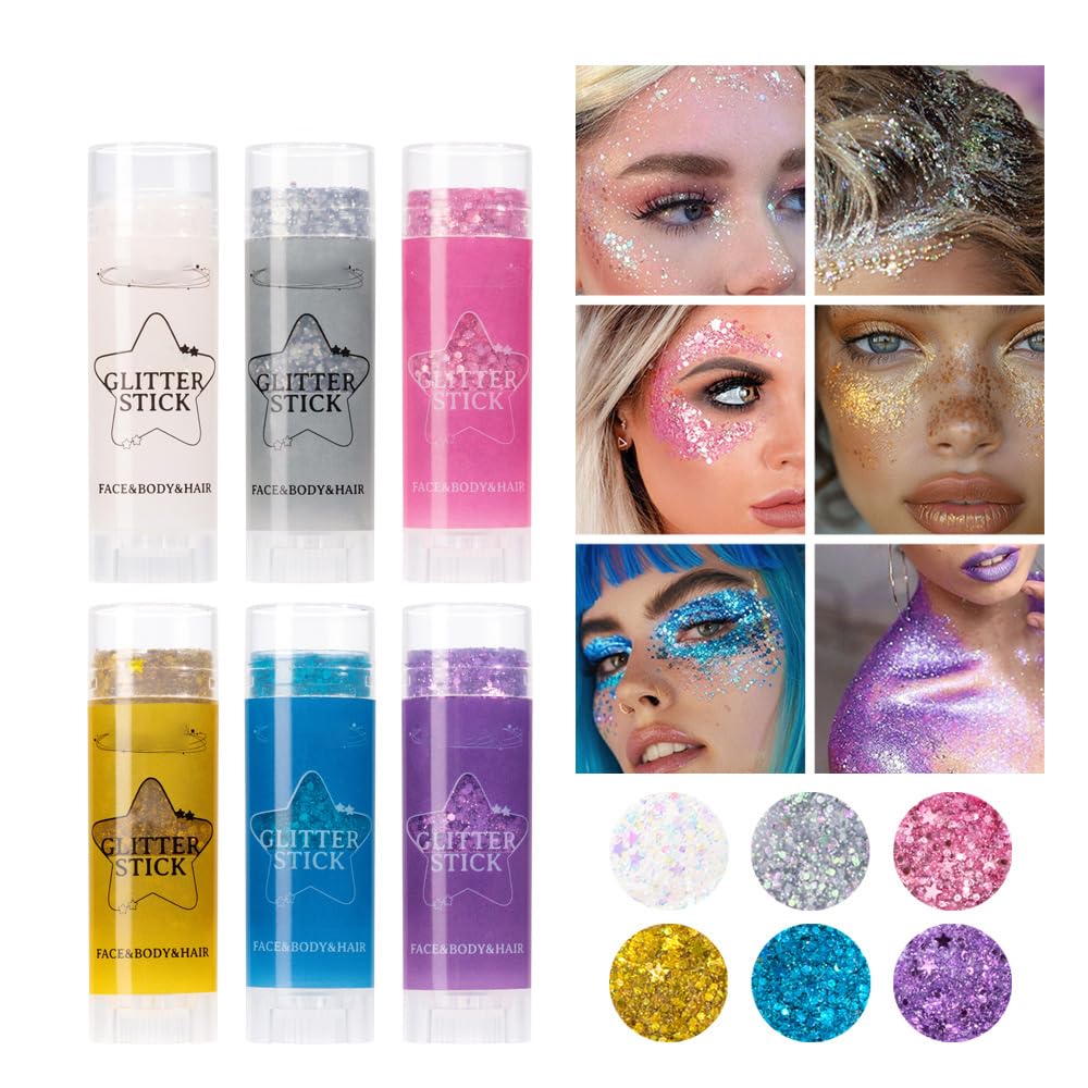 TAIKELOP 2 PCS Face Body Glitter, Face Glitter Body Gel Sequins Shimmer Liquid Eyeshadow, Hair Glitter Sparkles Chunky Face Glitter Gel for Girls