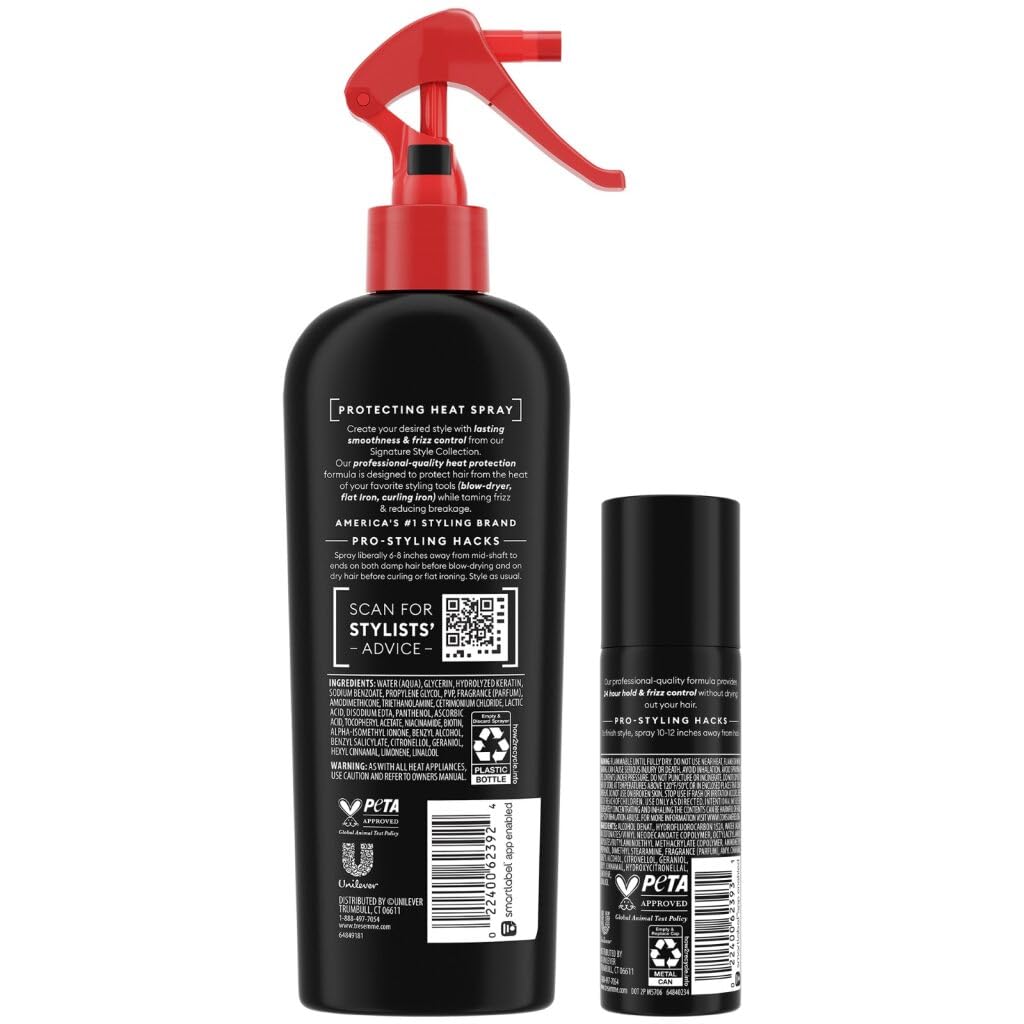 TRESemmé Protecting Heat Spray with Keratin, 3-Pack + Extra Hold Hairspray for Thermal Protection & Frizz Control