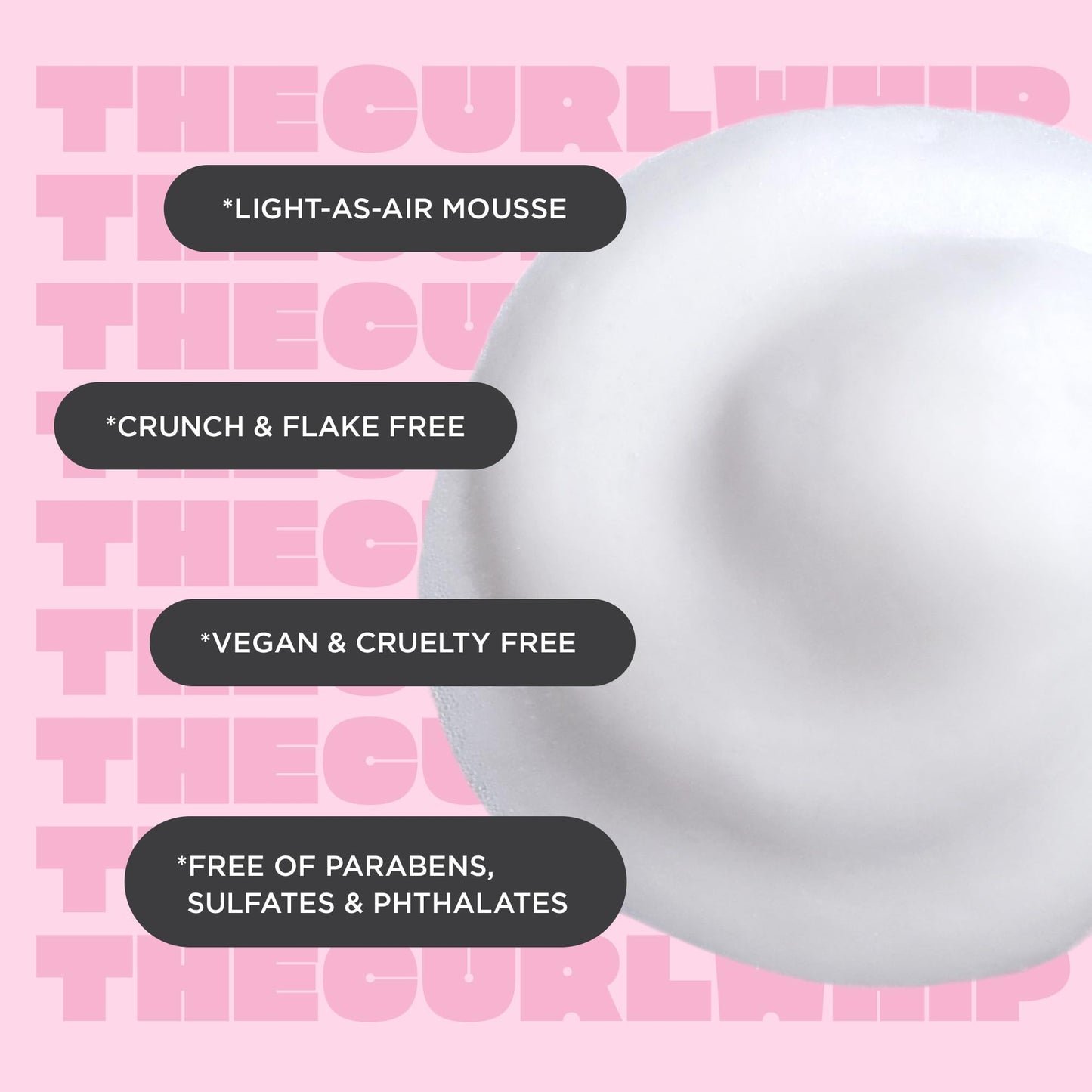 Cake Beauty Whipped Curl Defining & Volumizing Mousse - Aloe Vera Vitamin E for Flexible Hold - Vegan No Heat Curls Wavy Curly Hair Sulfate Cruelty