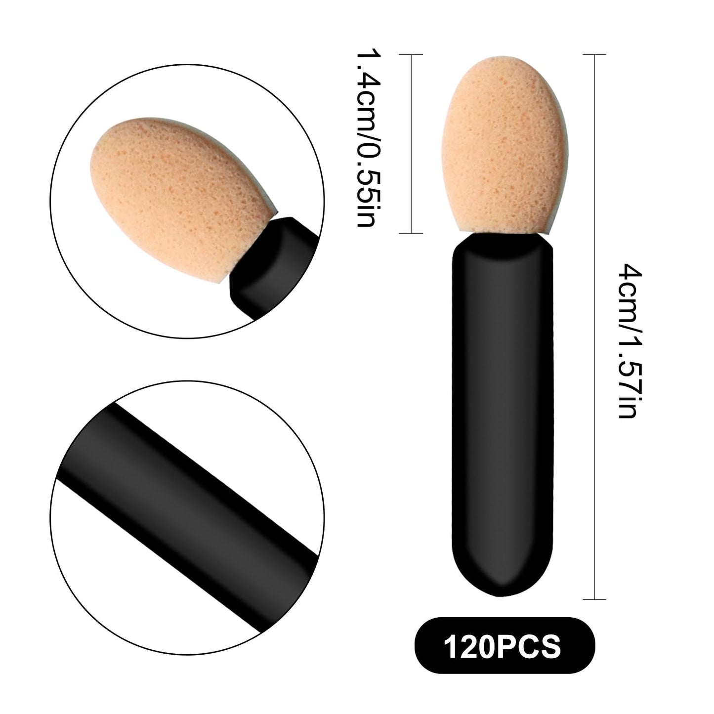 Eyeshadow Applicators Sponge Tip,120 Pcs Small Disposable Eye Shadow Applicators Sticks Double Sided 1.57Inch Portable Travel Mini Eye Makeup Brushes