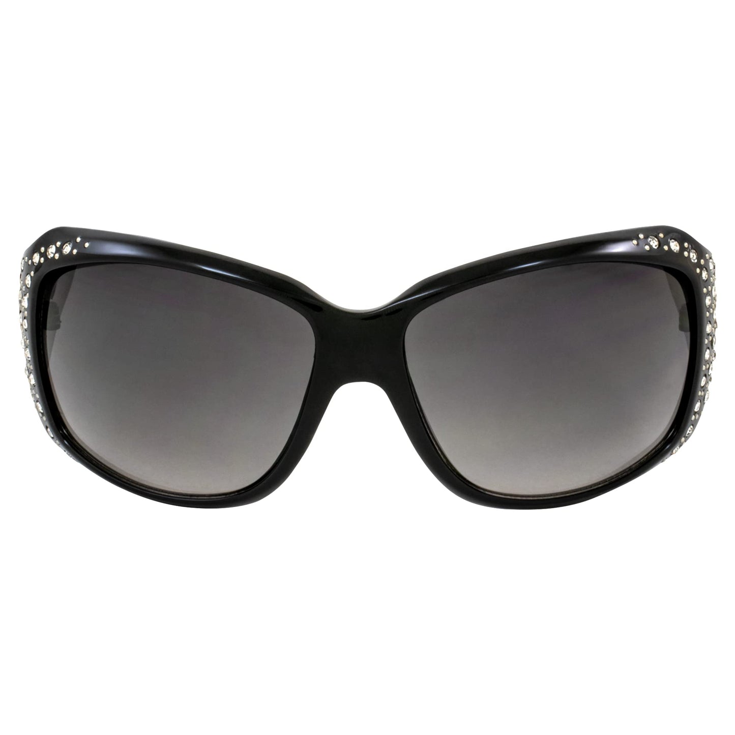 Rodeo Queen Angel Women’s Fashion Sunglasses Black Frame w/Bling Rhinestones & Smoke Gradient Lens
