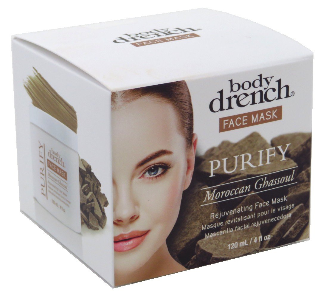Body Drench Face Mask Purify Moroccan Ghassoul 4 Ounce Jar (120ml) (2 Pack)