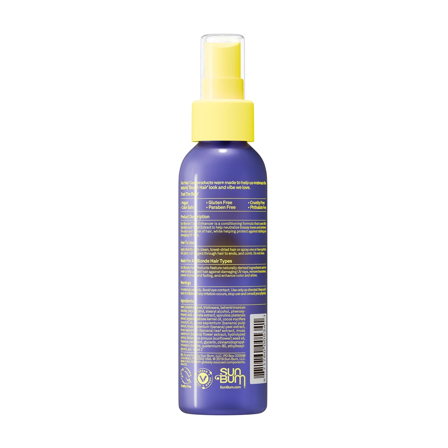 Sun Bum Blonde Tone Enhancer - Neutralizes Brass and Enhances Color and Shine of Blonde Hair - Protecting Toner against UV Rays - Made Without