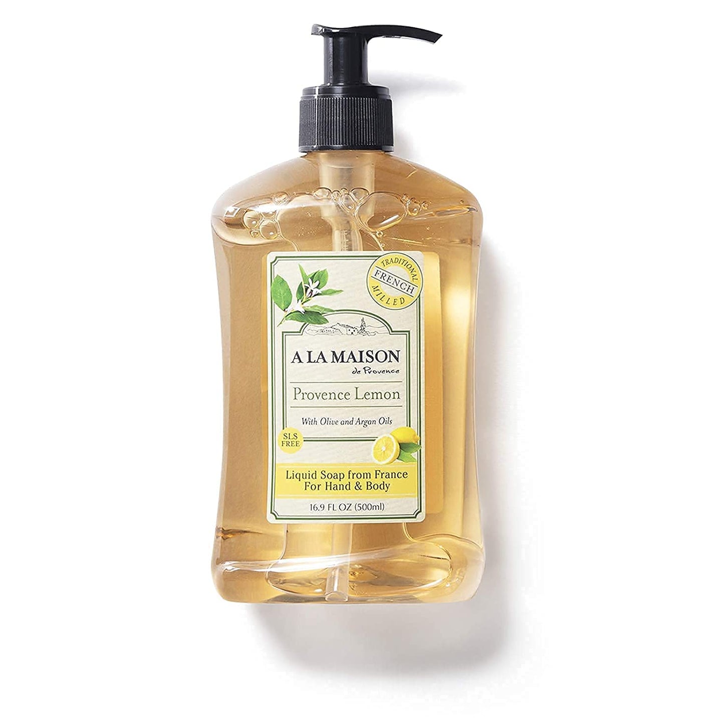 A LA MAISON Provence Lemon Liquid Hand Soap - Triple French Milled Natural Moisturizing Soap (16.9 oz Bottle)