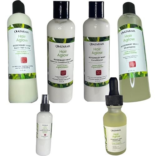 Rosemary & Mint Hair & Scalp Bundle | Strengthening Shampoo, Conditioner, Leave-In Conditioner, Leave-In Mist Spray, Oil Serum & Styling Gellie