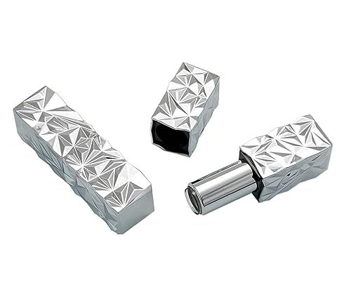 Healthcom 5 Packs 12.1mm Square Empty Lipstick Tubes Diamond Lip Balm Tube Container DIY Refillable Cosmetics Bottles with Magnetic Cap Beauty