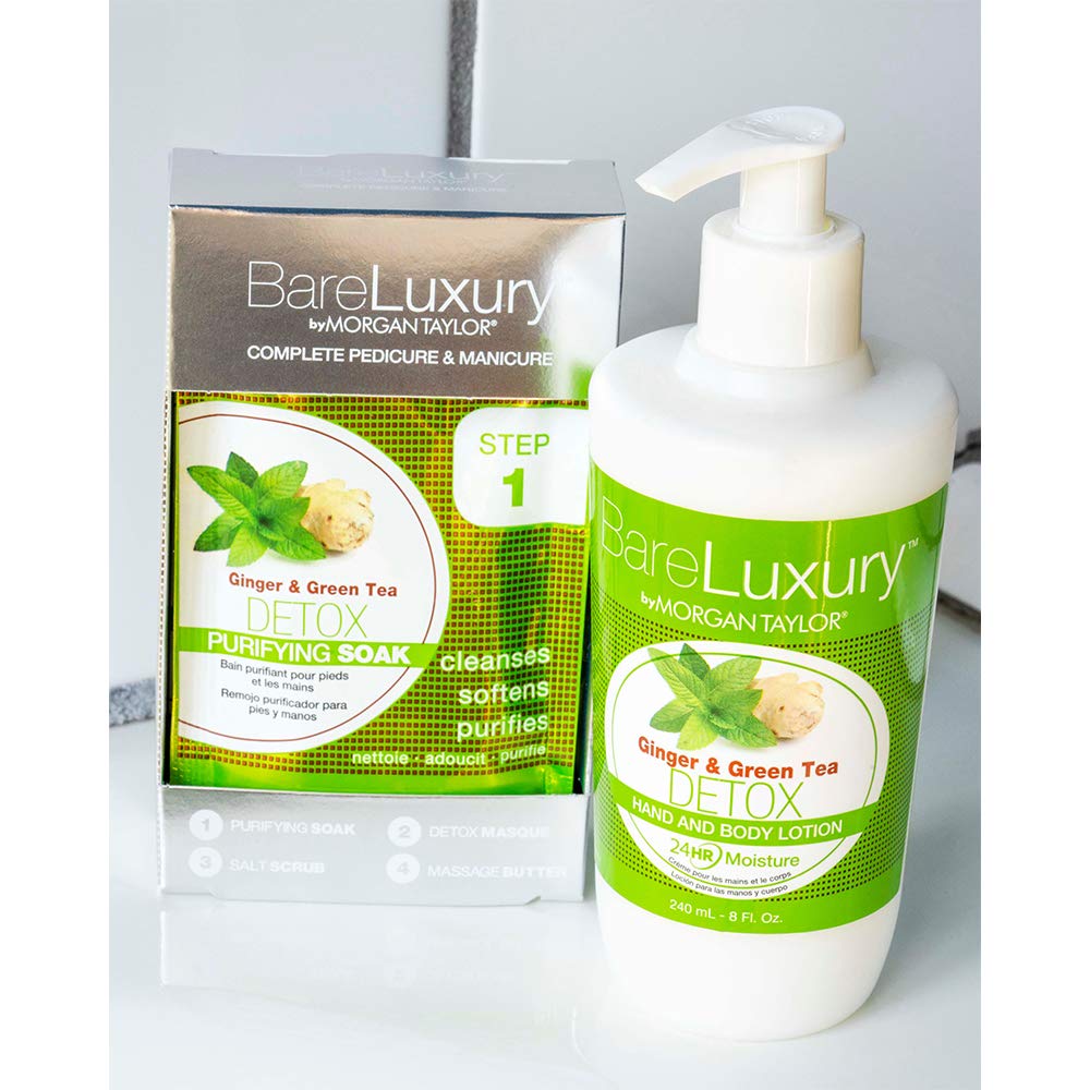 Morgan Taylor BareLuxury Detox Ginger & Green Tea Pump Lotion, 8 oz - Revitalizing & Purifying Lotion with Ginger & Green Tea Extracts for Clean