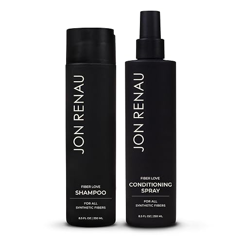Jon Renau Fiber Love Wig Care Bundle, Synthetic Wig Shampoo and Leave In Conditioning Spray, Sulfate and Paraben Free Wash and Detangling System