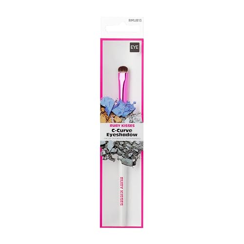 KISS Ruby Kisses Premium C Curve Eyeshadow Cosmetic Brush, Professional Quality Cruelty Free Make-Up Tool with Soft 100% Synthetic Bristles