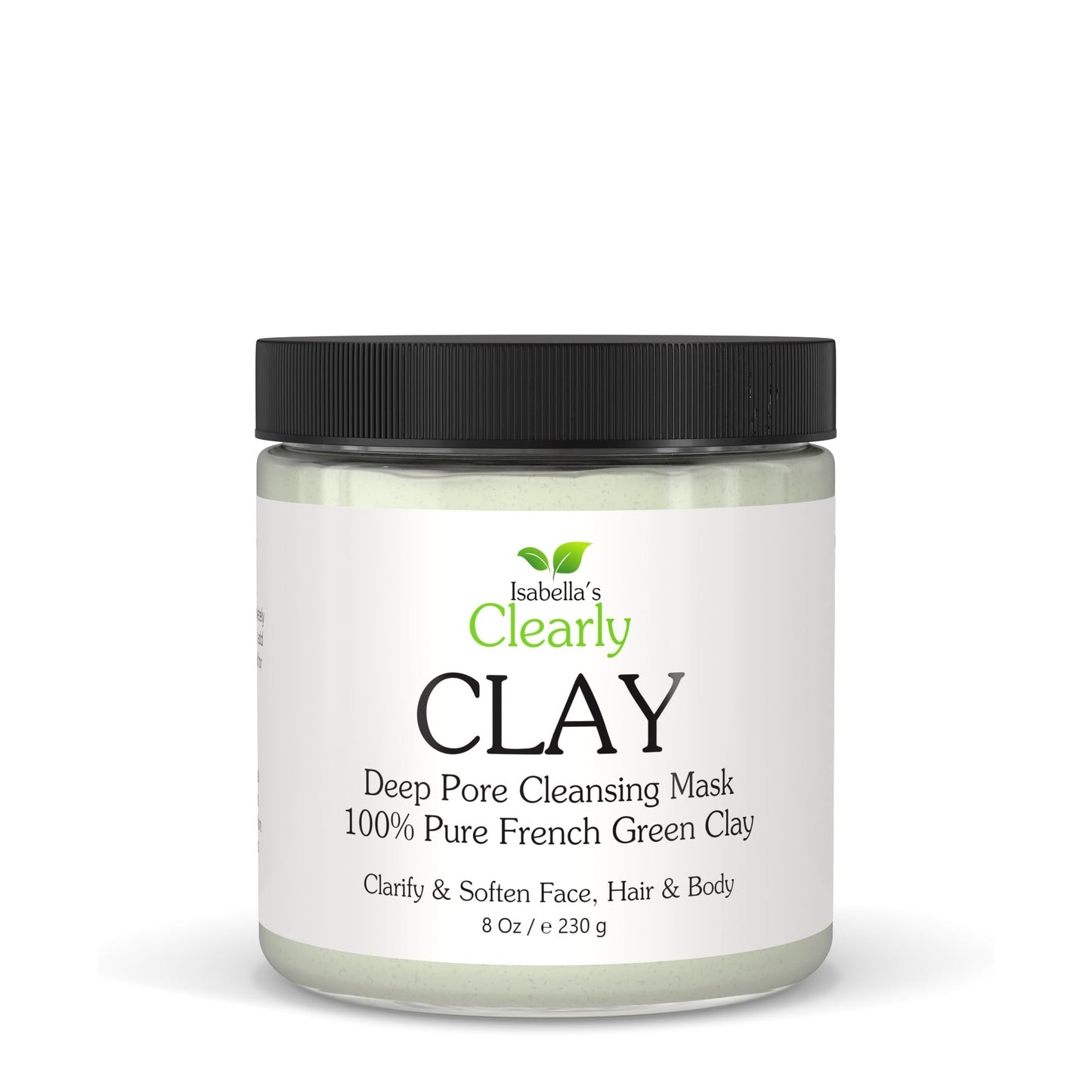 Clearly CLAY, Deep Pore Cleansing, Skin Softening Facial Mask | 100% Pure French Green Clay Powder for Acne, Blackheads, Dry Skin, Oily Skin | Non