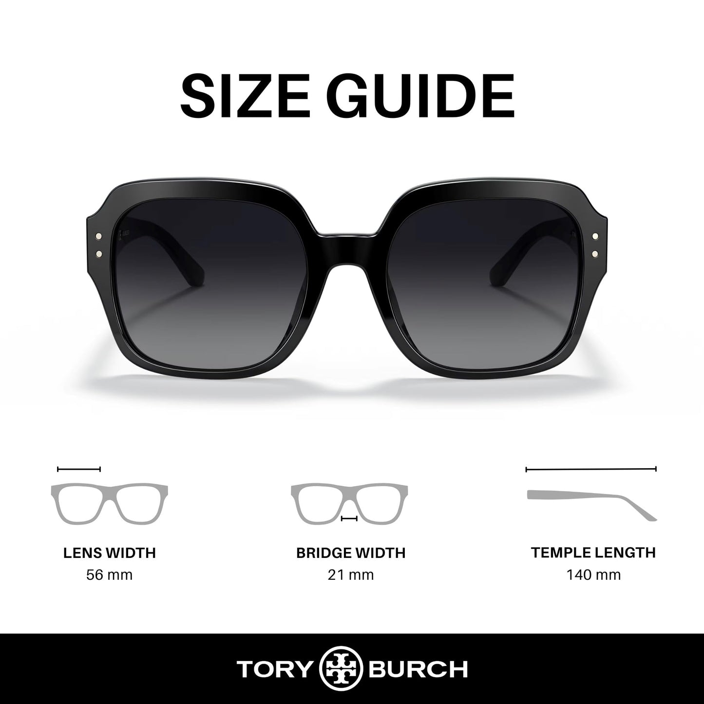 Tory Burch TY7143U Women's Sunglasses Black/Grey Gradient Polar 56
