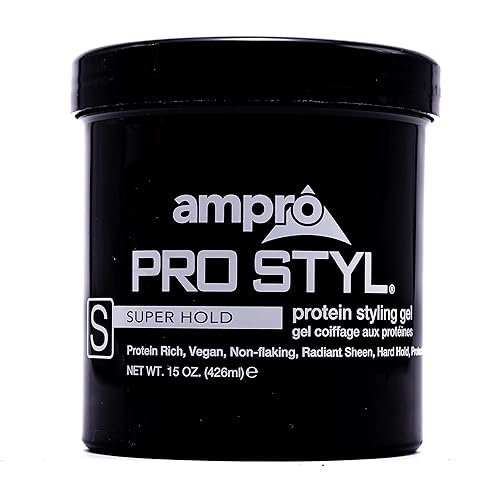 AmPro Pro Styl Protein Styling Gel - Curly Hair Gel for Men and Women - Soy Protein Strengthens Strands - Strong Hold, Frizz Control - 15 oz