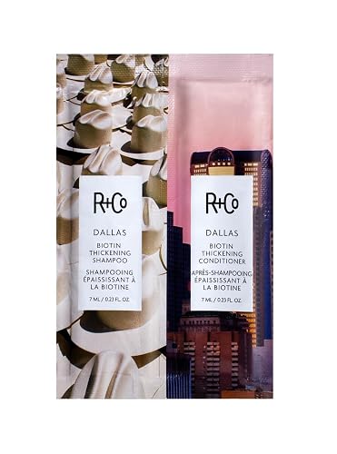 R+Co Dallas Biotin Thickening Shampoo + Conditioner Tandem Packette Kit | Thickens, Nourishes + Strengthens | Vegan + Cruelty-Free | 14 Ml