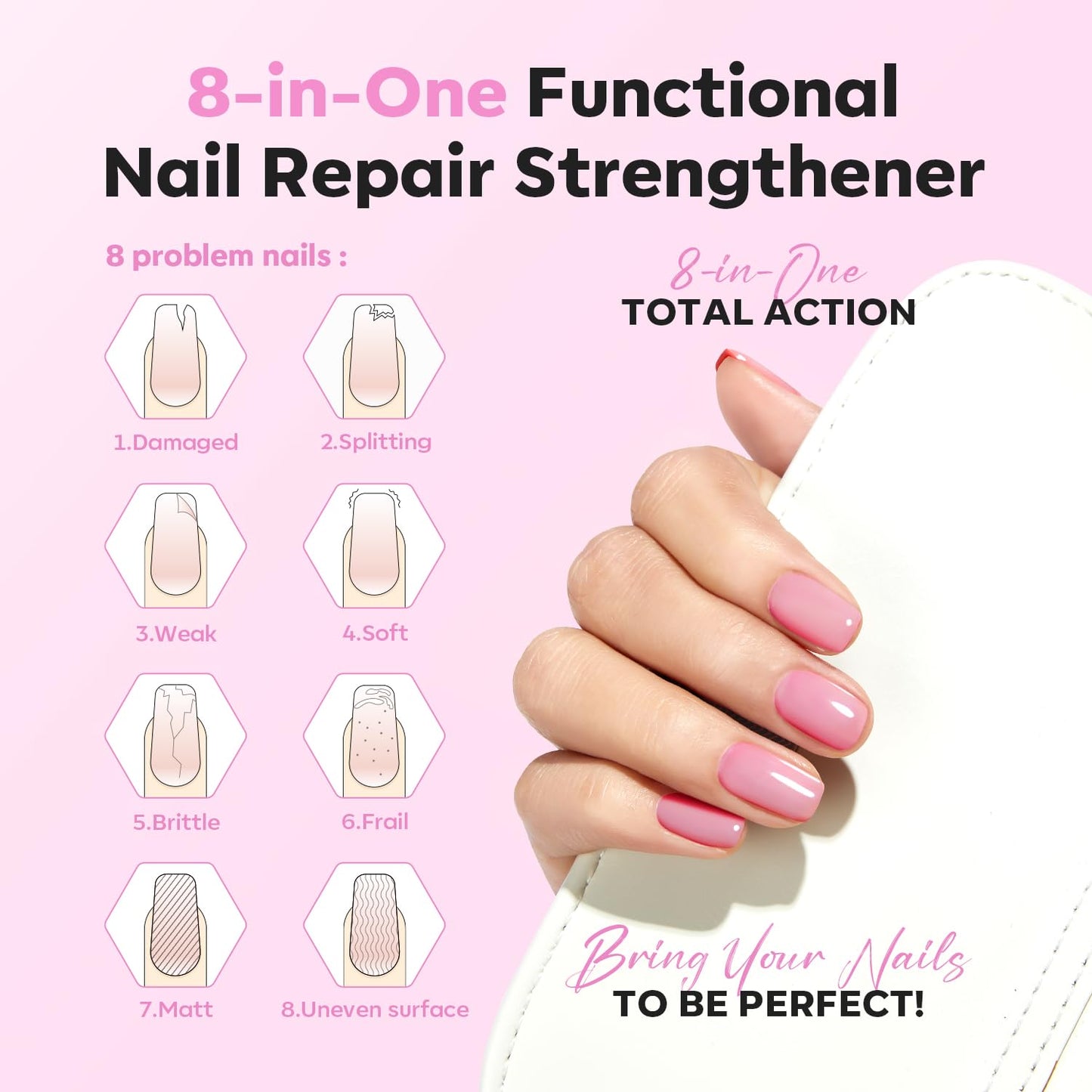 modelones Nail Strengthener Jelly Purple Pink Nail Repair for Damaged Nails Strengthening Polish Nail Growth and Strengthener Natural Concealer Beauty and Personal Care modelones