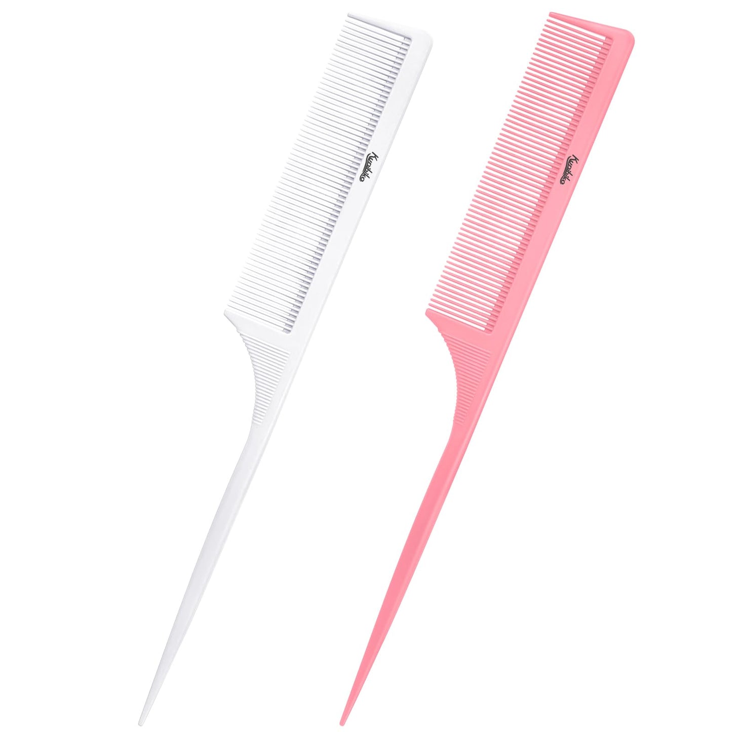 Rat Tail Comb 2Pcs Carbon Fiber Root Teasing Anti Static Tail Comb for Women, Fine Tooth Parting Tip, Hair Comb for Styling (White, Pink) Beauty and Personal Care Kunihiko Default Title