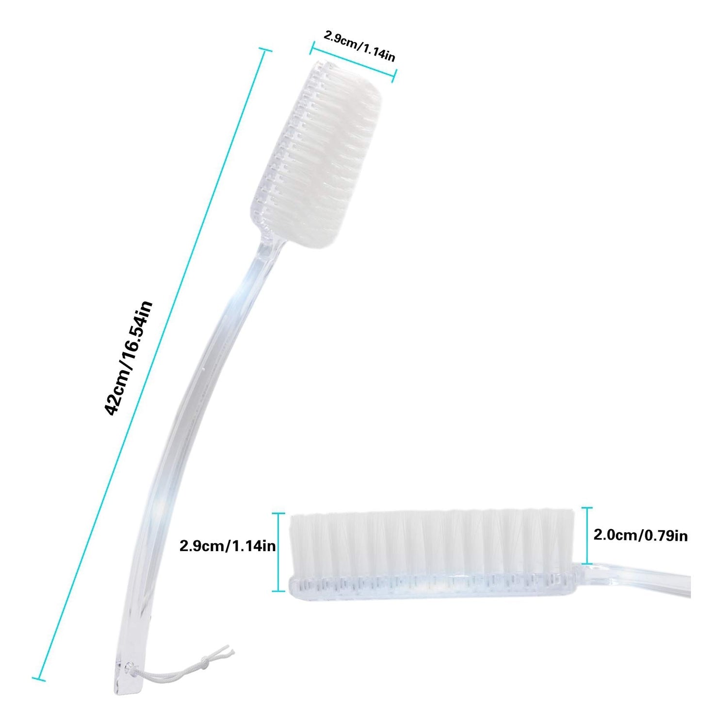 Mczxon Bath Body Back Shower Brush with Curved Long Handle for Exfoliating Skin Improve Blood Circulation, Clear Back Scrubber Bath Wet or Dry